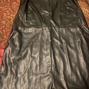 Express Black Leather Dress with Studs